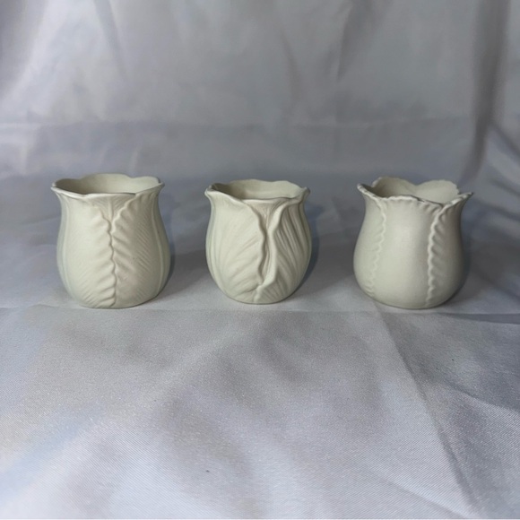Other - Flower Shape Flower Vases/Candleholders Ivory Set Of 3